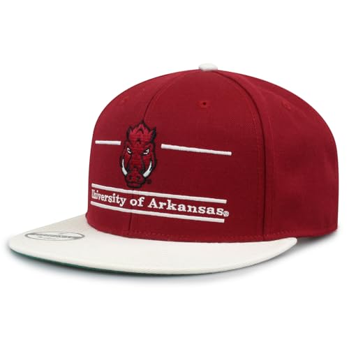 The Game NCAA Licensed, Arkansas Razorbacks Flat Brim Snapback Hat - color: Red/Split Bar