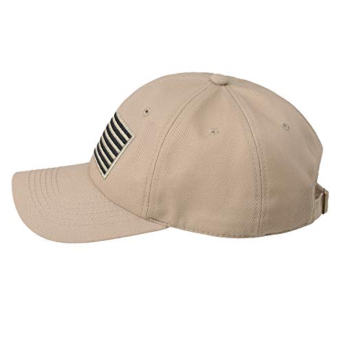 IIN American Flag Baseball Cap for Men Women Low Profile USA Army Tactical Operator Military Plain Dad Hat - color: Khaki