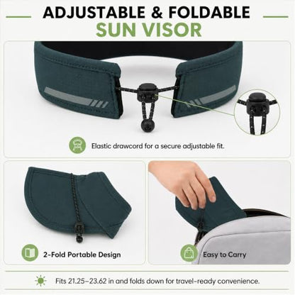 Sun Visor Caps Foldable Brim Adjustable Visor Hats for Women Men - color: 2# Teal
