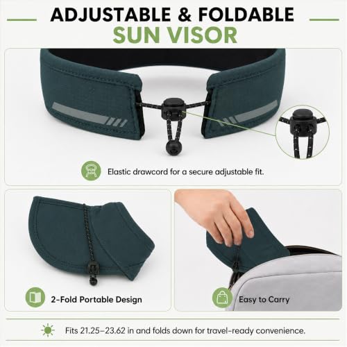 Sun Visor Caps Foldable Brim Adjustable Visor Hats for Women Men - color: 2# Teal