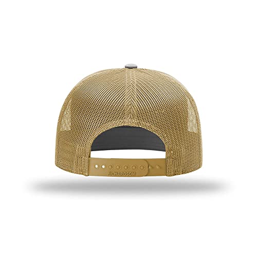 Richardson 168 Hi-Pro 7 Panel Adjustable Snapback Trucker Mesh Back Cap - color: Charcoal/Old Gold