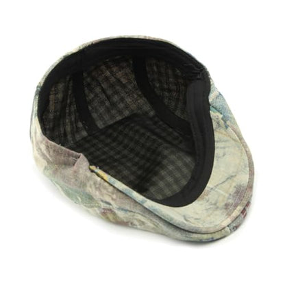 Gudessly Mens Adjustable Colorful Striped Plaid Ivy Newsboy Cabbie Gatsby Golf Cap Flat Cotton Hat Thin Cap - color: Graffiti Grey