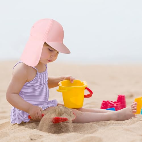 Kids Legionnaires Hat, UPF 50+ Sun Protection Swim Cap Flap Hat for Kids, Quick Drying Sun Hat for Beach Seaside - color: Pure Pink, size: 6-8 Years