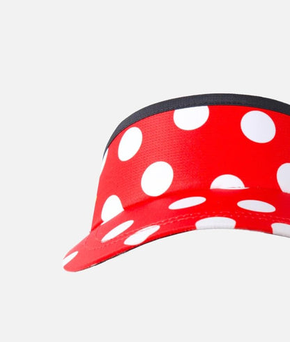 Sparkle Headsweats Running Visor - color: Red With White Polka Dots