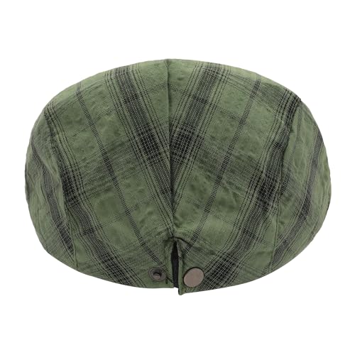 ZLYC 남성용 여름 플랫 캡 Scally Ivy Gatsby Newsboy Beret Driver Cabbie 사냥 모자 - color: 체크 그린