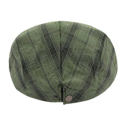ZLYC 남성용 여름 플랫 캡 Scally Ivy Gatsby Newsboy Beret Driver Cabbie 사냥 모자 - color: 체크 그린