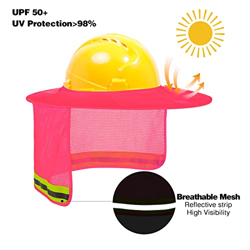 Hard Hat Sun Shade, High Vis Sun Visor Shade, Full Brim, Pink, 4PCS - color: 4 Packs Pink