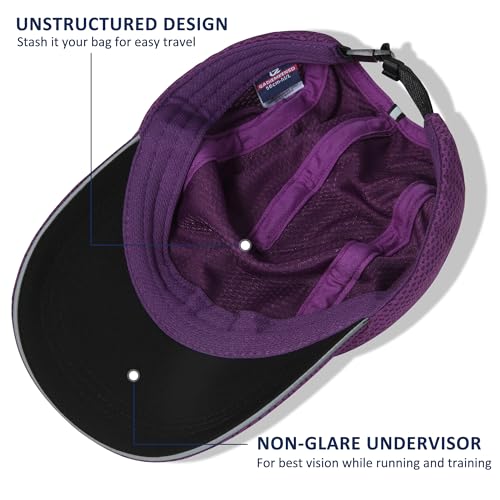 GADIEMKENSD Women's Race Day Running Cap Performance Mesh Hat - Excellent Ventilation, Lightweight, Reflective Safety - color: Dark Purple