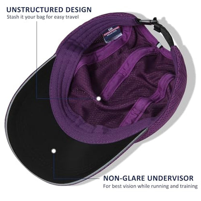 GADIEMKENSD Women's Race Day Running Cap Performance Mesh Hat - Excellent Ventilation, Lightweight, Reflective Safety - color: Dark Purple