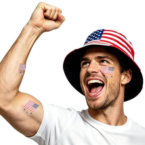 Wildarms Reversible Patriotic Bucket Hat Set with Temporary Tattoos - color: Star1