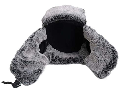 Connectyle Men's Trapper Hat with Faux Fur Linning Eskimo Windproof Winter Warm Hats Ushanka Hunting Hat - color: Grey