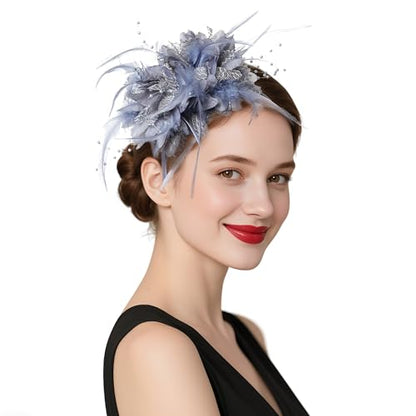 Pistha Womens Fascinators Hats Tea Party Hats Headband for Women Dresses - color: Gray