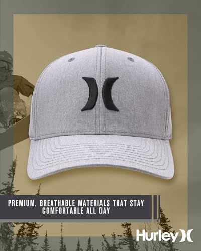 Hurley Men's Caps - One & Only Flexfit Baseball Cap - Fitted Hats for Men (S-XL) - color: Light Grey, size: Small-Medium