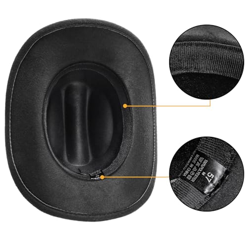 Dicunoy 2 Pack Black Cowboy Hats, Glitter Western Hats for Women, Bling Wide Brim Cowboy Hat with Shiny Rhinestones Band for Halloween, Parties, Costumes, Fishing, Camping, DIY, Dress-Up, Adults
