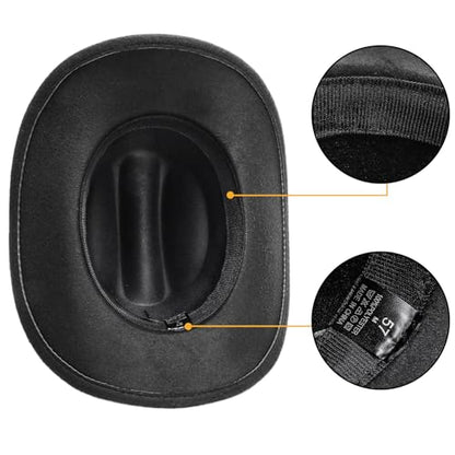 Dicunoy 2 Pack Black Cowboy Hats, Glitter Western Hats for Women, Bling Wide Brim Cowboy Hat with Shiny Rhinestones Band for Halloween, Parties, Costumes, Fishing, Camping, DIY, Dress-Up, Adults