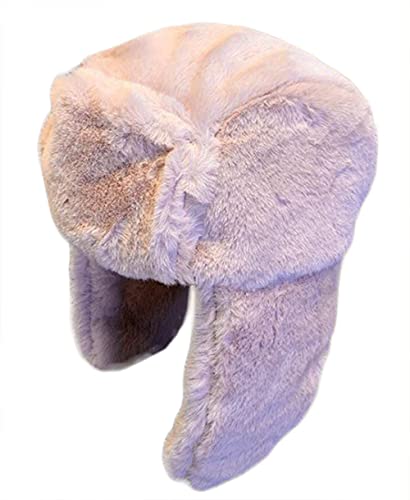 Women's Trapper Hat Faux Fur Winter Hats Fuzzy Russian Hat with Buckle Trooper Warm Ski Cycling Ear Flap Hat 2025 - color: A Pink