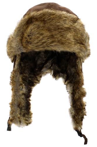 Wool Blend Aviator Trapper hat Trooper Ear Flaps Ushanka Eskimo Russian Warm Winter Cold… - color: Brown Classic Solid