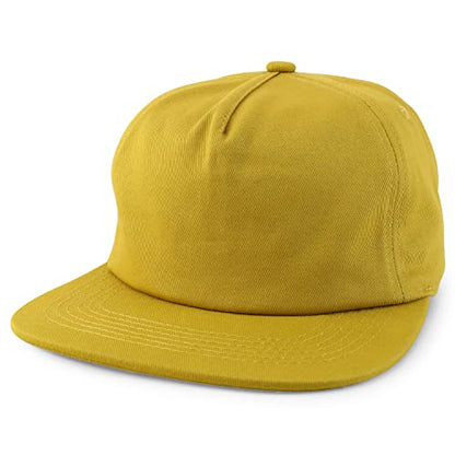 Trendy Apparel Shop Plain Unstructured 5 Panel Flat Bill Snapback Baseball Cap - color: Mustard