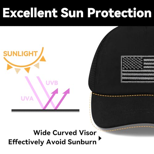 Olreco Baby Baseball Cap Toddler Baseball Hat with Mesh Infant Hat for Baby Boy Hats Toddler Ball Cap Kids Trucker Hats Girls - color: Black With Black Grey Usa Flag, size: 12-24 Months