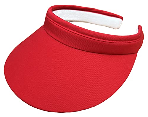 Cloth Covered Slip-On Visor, Sun Sports Visor Hats Cap for Women Adjustable Cap - color: Red