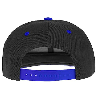 Gelante Plain Blank Flat Brim Adjustable Snapback Baseball Caps LOT 6 Pack - color: Black/Royal