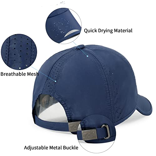 Running Hat Mesh Quick Dry Hat Baseball Cap for Women Men - color: Navy Blue 2