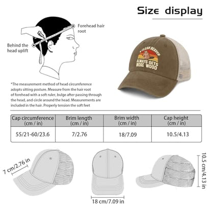 A Clean Beaver Always Gets More Wood Trucker Hats - Women's & Men's Funny Dad Hats - Perfect Birthday Gifts - color: Khaki