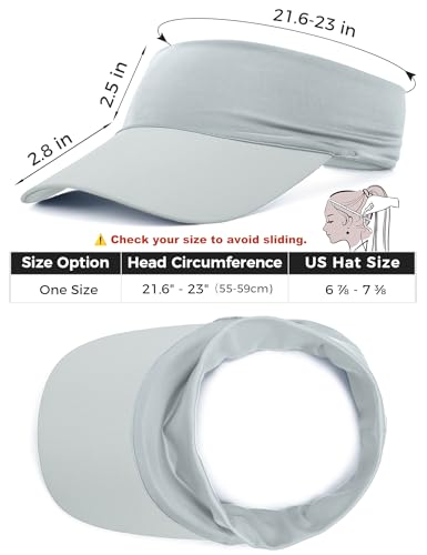 ROYBENS Cooling Visor Hat Women Men, Elastic Headband Sun Visor Golf Cap - color: Light Gray