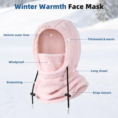 Ski Mask Balalclava Windproof Face Mask Warm Fleece Neck Cover for Cold Weather Helmet Hood for Men & Women - color: B03-pink