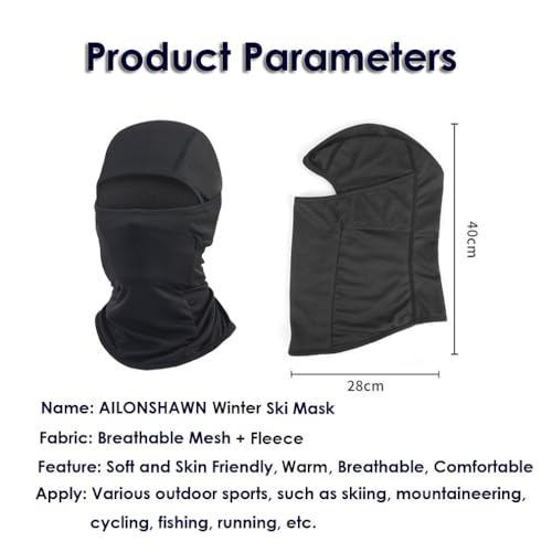 Ski Mask Fleece Balaclava Warm Winter Face Mask Men Shiesty Mask Women Motorcycle Thermal Fleece Face Cover for Cold Weather - color: Black/Black