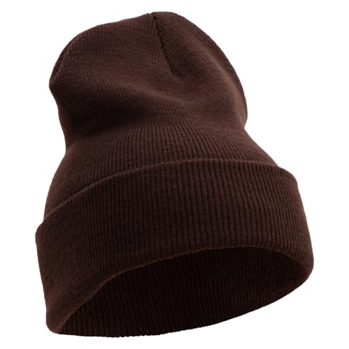 e4Hats.com 12 inch Cuffed Knit Long Beanie - color: Brown