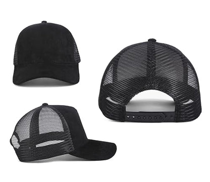 Suede Mesh Back Baseball Caps for Men Women Trendy Trucker Hats Dad Hat Sports Hat Breathable Snapback Hats 2025 - color: Navy