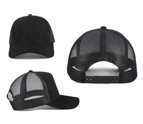 Suede Mesh Back Baseball Caps for Men Women Trendy Trucker Hats Dad Hat Sports Hat Breathable Snapback Hats 2025 - color: Blue