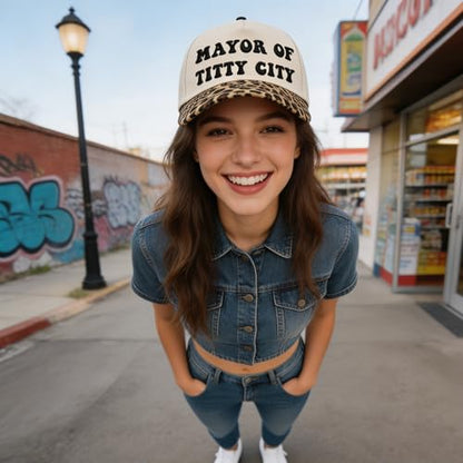 Embroidered Trucker hat for Women Men Baseball Hat Adjustable Unisex Cotton for Soccer Supporters - color: P-leopard Print