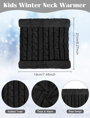 Kids Winter Hat Gloves Scarf Set, Boys and Girls Beanie Hat - color: Black
