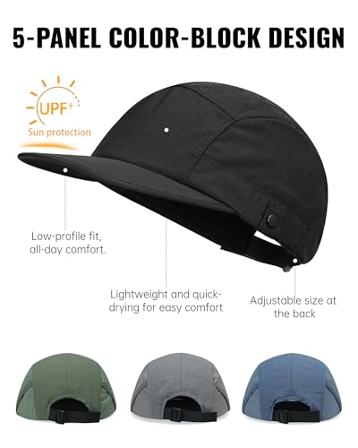Clakllie Quick Dry 5 Panel Hat Casual Flat Brim Baseball Cap Soft Top Golf Dad Hats Urban Street Trucker Snapback Hat - color: Cdus-wbqsg1-black