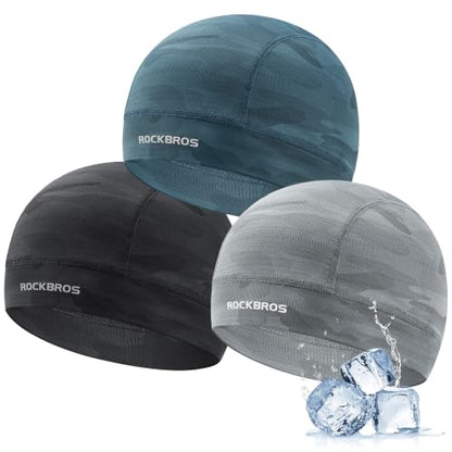 ROCKBROS Helmet Liner Skull Cap for Cycling Motorcycle Men Women Cooling - color: Black & Grey & Blue