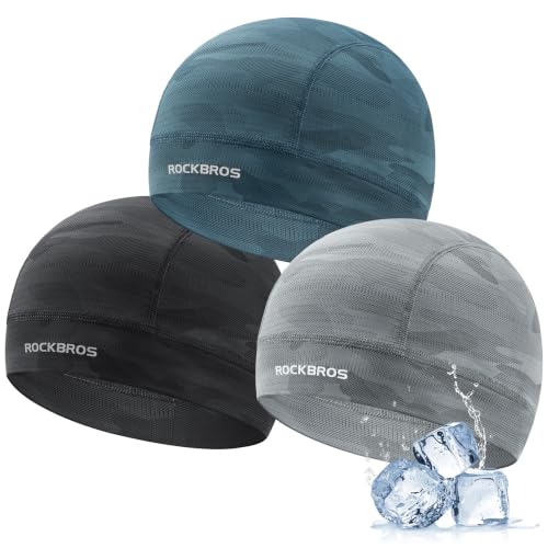 ROCKBROS Helmet Liner Skull Cap for Cycling Motorcycle Men Women Cooling - color: Black & Grey & Blue