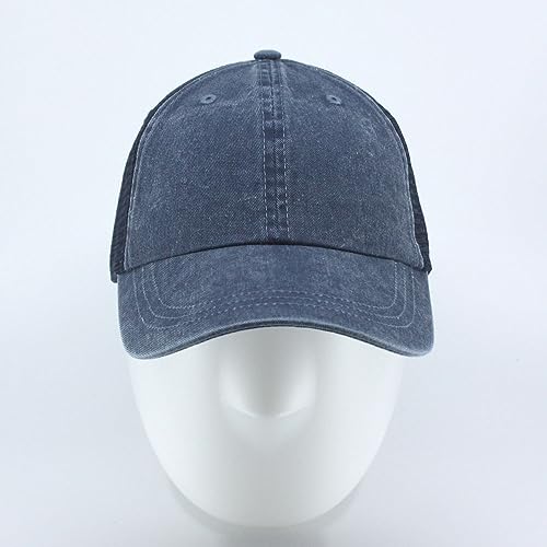 Vintage Washed Soft Mesh Cotton Adjustable Baseball Cap - color: Navy