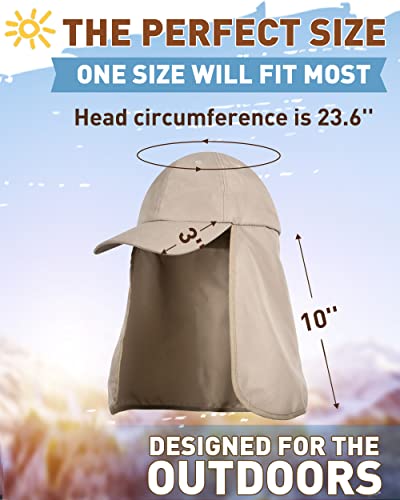 Tirrinia Wide Brim Sun Hat with Neck Flap for Men & Women - color: #3 Khaki