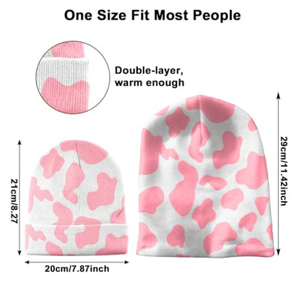 Beanie Knit Hat Winter Unisex Cuffed Beanies Skull Cap Warm Double Layer Thick Acrylic Cute for Girls Women Men - color: Pink