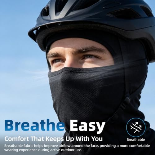 YESLIFE Summer Balaclava Ski Mask for Men&Women, Face Mask - color: Black-upgraded Ver.