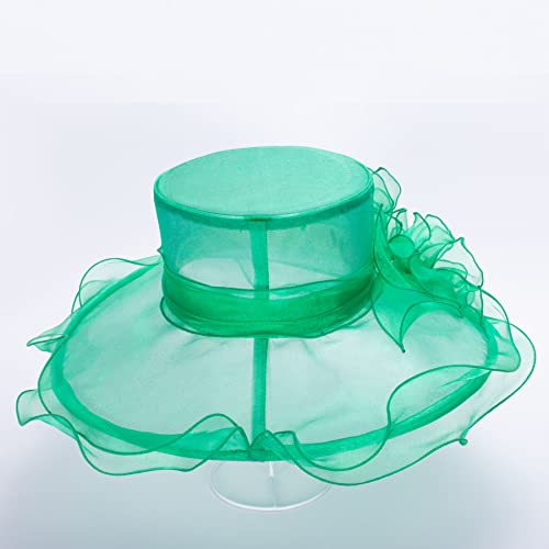 Lawliet Womens Dressy Wide Brim Church Wedding Occasion Sun Hat A613 - color: Green