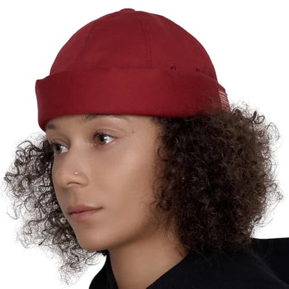 UNDERCONTROL Brimless Sailor Fisherman Leon Hat No Visor Miki Skull Docker Beanie Trawler Tactical Ring Cap for Men & Women - color: Red