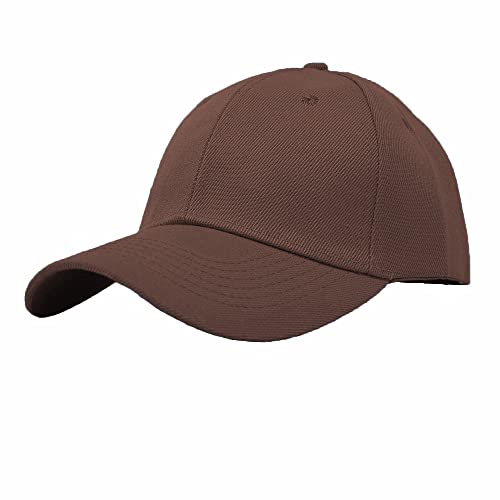 Glory Max Plain Baseball Cap Hook & Loop Strap Adjustable Solid Blank Curved Visor Hat - color: Brown
