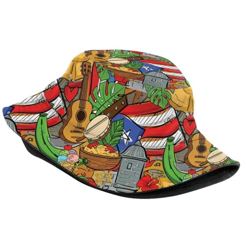 Trendy Bucket Hat - Comfortable Packable Sun Beach Hat for Women Men, Perfect for Outdoor Activities Travel Hiking - color: Puerto Rico 05