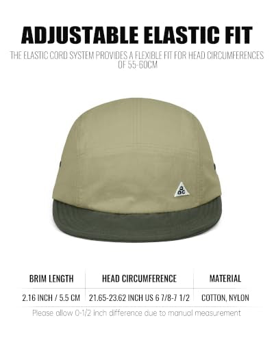 Clakllie Lightweight 5 Panel Short Brim Hat Two-Tone Flat Brim Baseball Cap - color: Bs26dy11-khaki Green