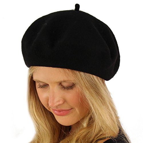 Classic Winter 100% Wool Warm French Art Basque Beret Tam Beanie Hat Cap - color: Black