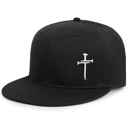 Christian Hats for Men Women - Cross Faith Flat Snapcback Hats - Religious Gifts for Thanksgiving Christmas - color: Black/Cross White