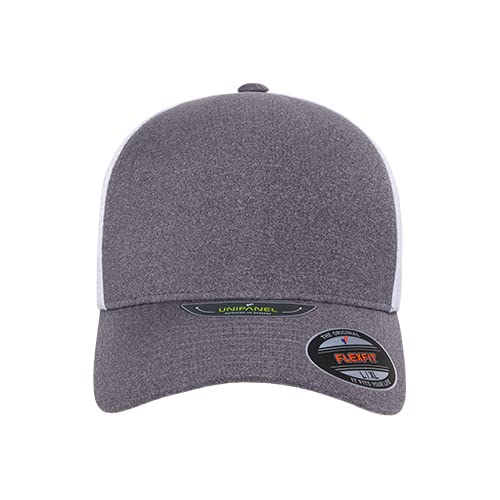 Flexfit Melange Unipanel Trucker Cap - color: Melange Heather/White, size: Large-X-Large